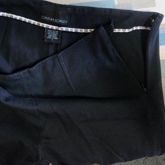 Ankle Straight Skinny Slim Fitted Cigarette Pants Black Cynthia Rowley Side-Zip - Picture 6 of 6